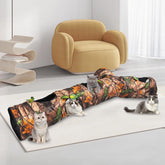 FelRelWel Cat Tunnels with autumn leaf camouflage design and multiple openings for playful cats